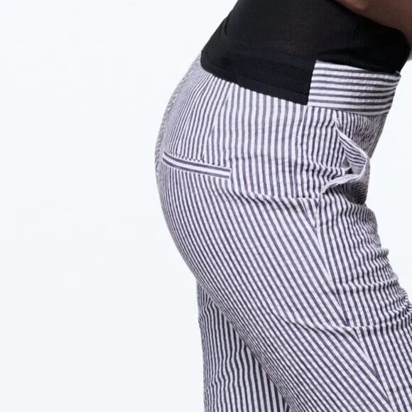 ZARA PANTS elastic waist Sz M COTTON BLUE & WHITE STRIPES PREPPY NAUTICAL NWT ! - Picture 5 of 12